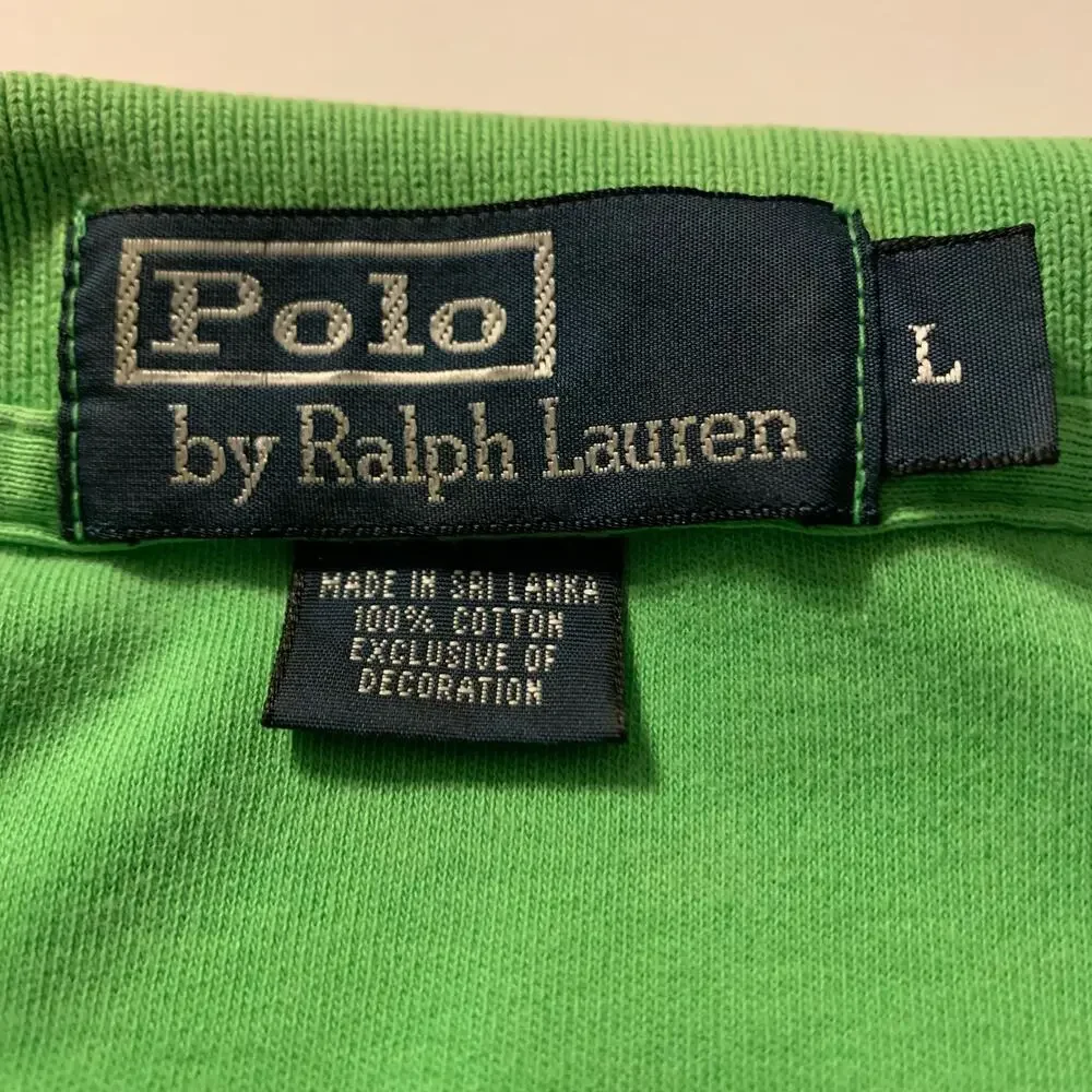 POLO BY RALPH LAUREN Men’s Green 2 Button Classic Fit Solid Cotton Polo Shirt Lg